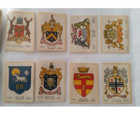 PHILLIPS, silks, Town And City Arms, Set A, numbered &amp; unnumbered, M size, inc. one colour variation, some fraying &amp; 