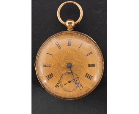 James Henderson, Edinburgh, an 18ct gold open-faced pocket watch, the single fusee movement having a verge escapement, engrav