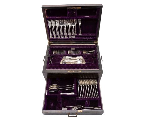 An Edward VII silver part canteen of flatware, Walker and Hall, Sheffield, 1903-1905, Kings pattern double struck Diamond Hee