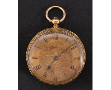 Mackay & Chisholm, Ednburgh, an 18ct gold open-faced pocket watch, the single fusee movement having a verge escapement, engra