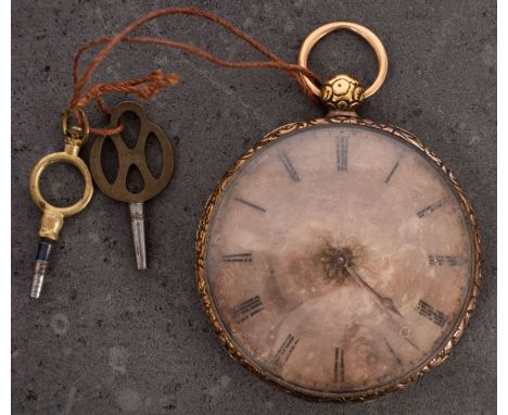 Garcin à Paris, Élève de Breguet, a slim gold key-wound pocket watch the silvered dial with black Roman numerals and gold Bre