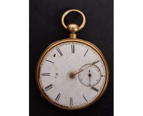 Parkinson &amp; Frodsham, London an 18ct gold open-faced repeating pocket watch the white enamel dial with black Roman numera