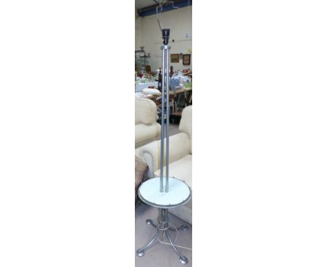 A 1950's retro anodised standard lamp/occasional table; a 1960's record cabinet