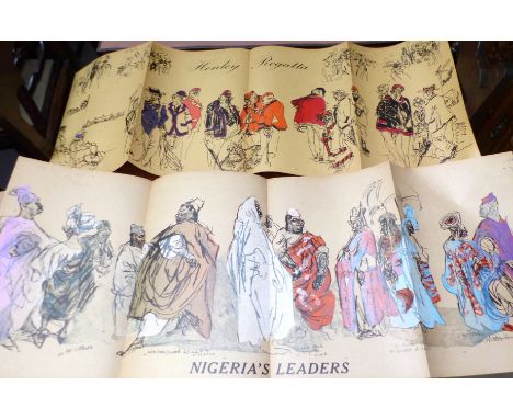 Felix Topolski:  Henley, foldout lithograph, 18" x 48"; a similar print:  Nigeria's Leaders, 1959