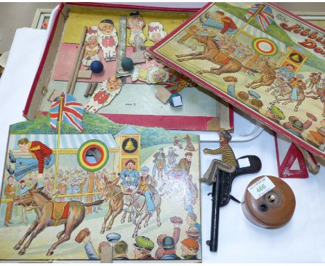 A vintage game:  The Jibbing Donkey; a boxwood roulette; a kaleidoscope