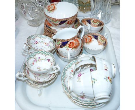 A Victorian hand painted part tea service; a Bell's part tea service