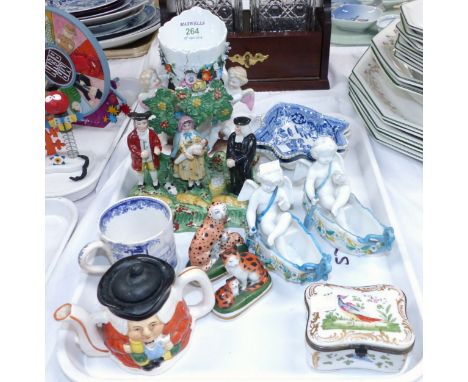 A Staffordshire figure group; a selection of vintage pieces