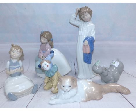 Six pieces of Nao china, including a sleepy child, 11"