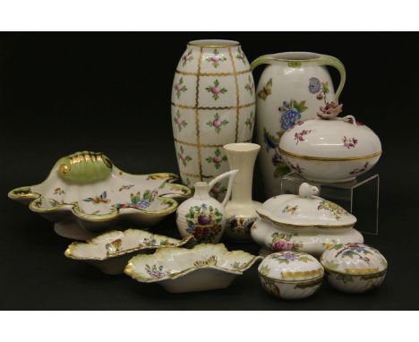 Collection of Herend porcelain (10), and Zsolnay vase