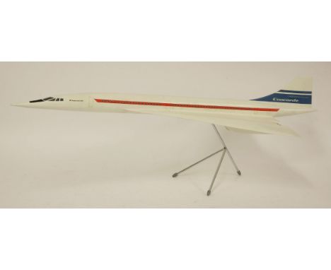 A 1/32 model of BAC Concorde, by Westway Models, 81cm on stand and boxed, stencilled 'Concorde BAC Sud'