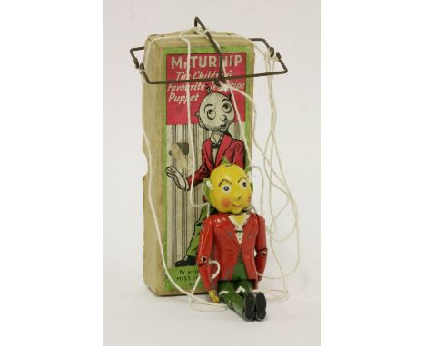Luntoy boxed articulated metal Mr Turnip puppet, by arrangement with Joy Laurey and the BBC 1950-1954, Mr Turnip marionette