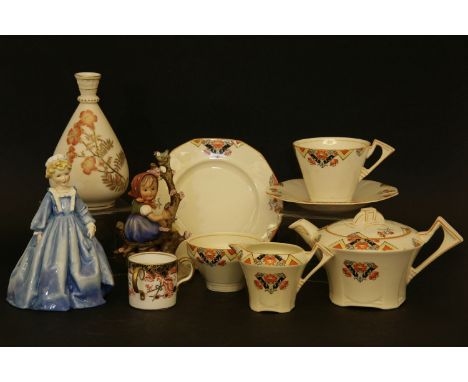 China items including: Worcester vase, Meakin bachelor tea set, Hummel figure and Worcester figure