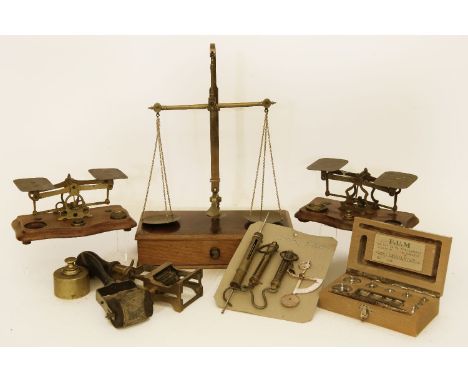 Two postal scales, and a collection of desk accessories