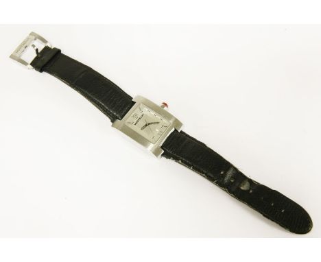 A gentleman's stainless steel Mont Blanc quartz strapwatch, model no. 7048 dial with date aperture, signed Mont Blanc, with C
