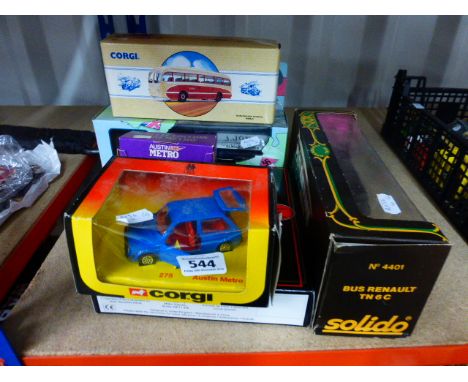 Six boxed diecast vehicles to include Corgi Dad's Army, Solido 4401 Bus Renault TN6C, Corgi 275 etc