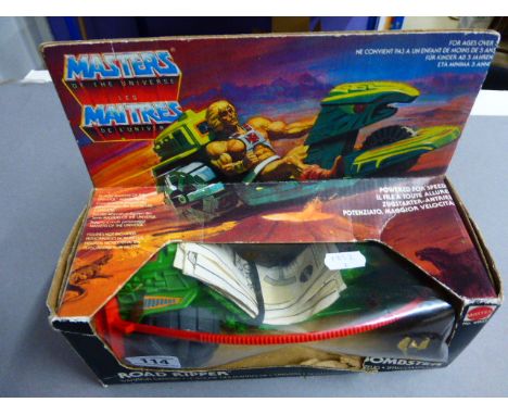 Boxed Mattel Masters of the Universe He-Man Road Ripper with instructions, good overall with box a little squashed from stora