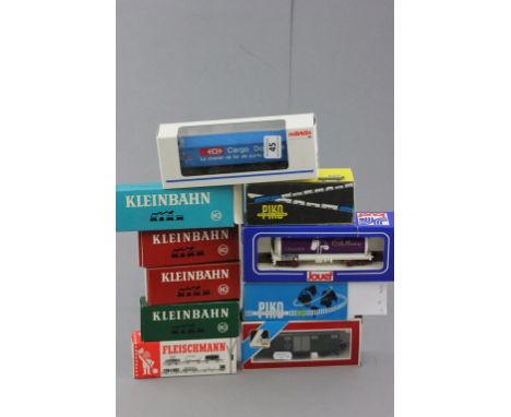 Ten boxed HO scale wagons to include Marklin, Jouef, Lima, PIKO x 2, Kleinbahn x 4 and Fleischmann