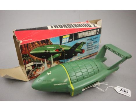 Boxed A JR Rosenthal Thunderbird 2 friction motor model with one landing foot broken (but present with the item) also contain