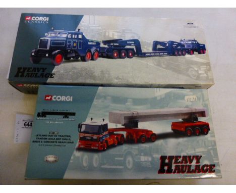 Two boxed ltd edn Corgi Heavy Haulage vehicles to include CC11802 Leyland DAF 8 5 Tractor, Tandem Axle Jeep Dolly, Bogie & Co