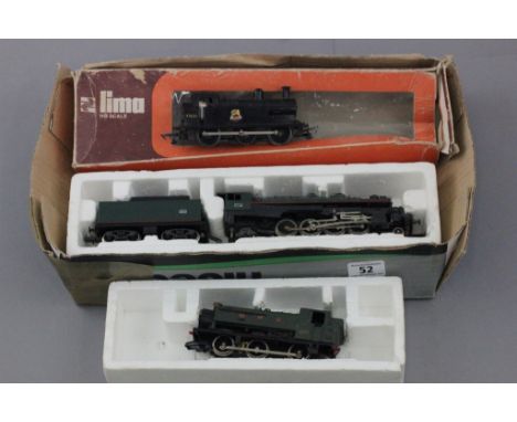Two Lima OO/HO gauge engines to include GWR tank plus a Triang BR engine, one Lima box present plus polystyrene inners for tw