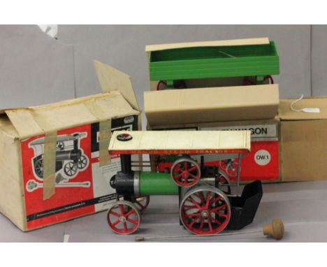 Boxed Mamod TE1A Traction Engine and a boxed Mamod OW1 Open Wagon