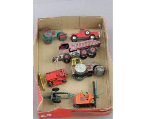 Seven vintage Dinky, Corgi & Matchbox diecast vehicles to include Dinky 279 Aveling Barford Diesel Roller, Corgi Land Rover, 