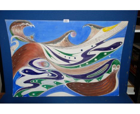 A mixed Media on card, Malcolm Arnolds depicting Padstow Lifeboat by Night, by R. Bzam  39" x 32"