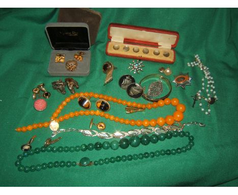 Miscellaneous Costume Jewellery and a pair of Christian Dior tree bark style Cuff Links, etc.