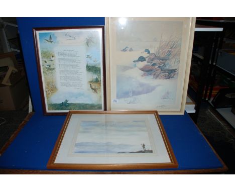 A pair of Shooting pictures, one being a Watercolour signed Arkwright along with a Print 'Just a Memory', by Roger McPhail pl