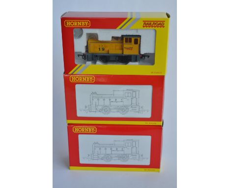 3 boxed Hornby 0-4-0 diesel shunter model trains:R2783 Class 06 Shunter Club Loco '06008', vacuum pipes attached.R3775 Networ