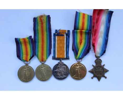 WWI trio awarded to 113132 Corporal R Hill RE, Victory medal awarded to 2019 Corporal Hillary of the Warwickshire regiment, 6