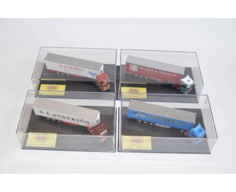 4 1/76 Oxford Diecast Scania Topline truck models in display cases, all limited edition with COAs.A J Anderson 383/2000, Knig