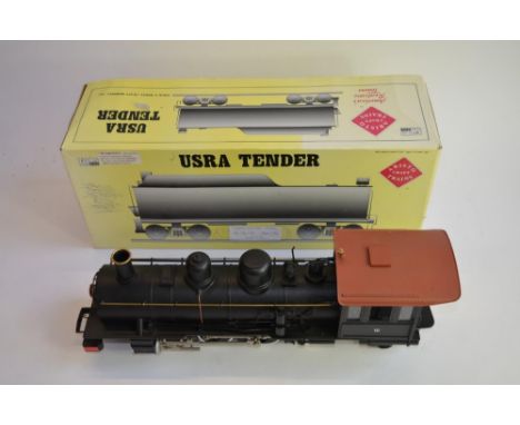 A Bachmann G-Guage Baldwin 4-6-2 with Aristo USRA tender. Both models have been adapted/modified and re-painted in areas to m