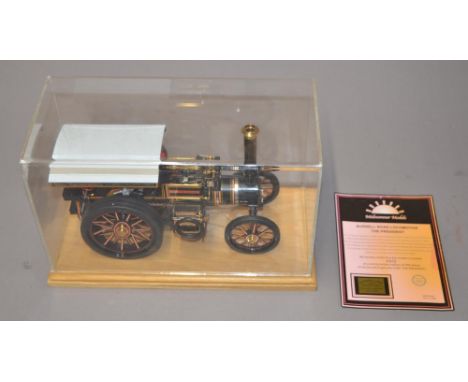 Midsummer Models "The President" Burrell road locomotive, limited edition die-cast 1/24 scale. With acrylic display case with