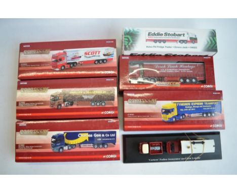 6 boxed 1/76 scale die-cast model trucks, mostly Corgi limited editions, an Atlas Editions Eddie Stobart Volvo Fridge Trailer