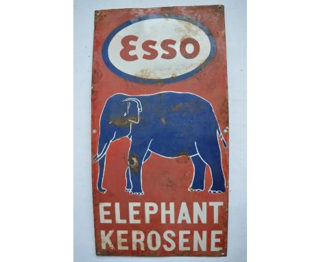 An enamelled steel plate Esso Elephant Kerosine enamel advertising sign. H58.5xW30.5cm