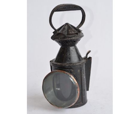 A small LNER inspectors railway lamp, blue, red and clear. Height to top od handle approx 27cm. 