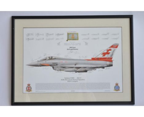 A framed Squadron Print celebrating the 100th anniversary of No 41(R) Squadron and depicting their specially painted Typhoon 