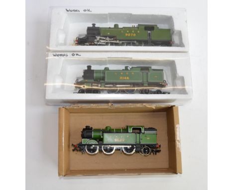 3 OO gauge electric loco models:Mainline LNER 9522 6-2-0 N2. Good condition.Hornby 2-6-4 LNER 9070 Tank engine, areas repaint