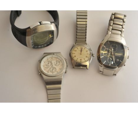 A collection of four gents wristwatches including Fossil and Accurist