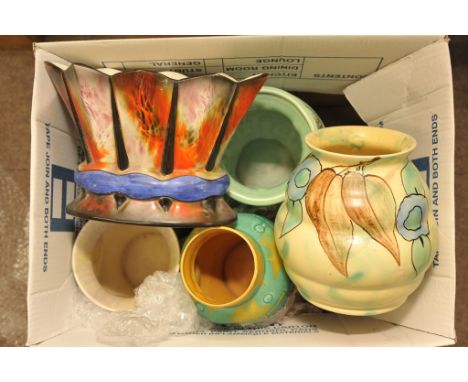 A collection of Art Deco vases including Burleigh and Carltonware