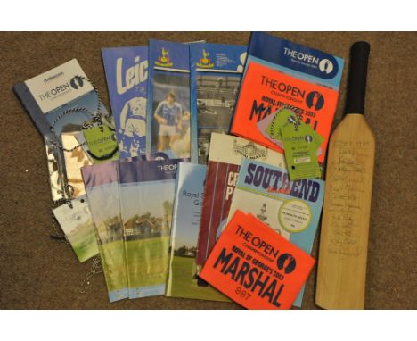 A small collection of sporting memorabilia comprising five football programmes including 1969 Crystal Palace and a 1983 signe