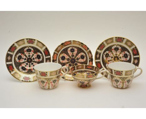 Three Crown Derby cups and saucers 