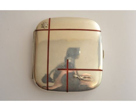 A fine quality Austro-Hungarian silver cigarette case by G. Edlauer, supplier to the Austrian Imperial Court, with red enamel