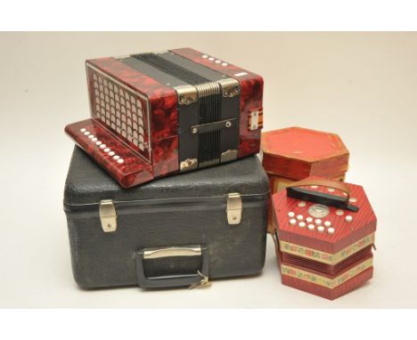 A German accordion and a boxed Scholer squeezebox