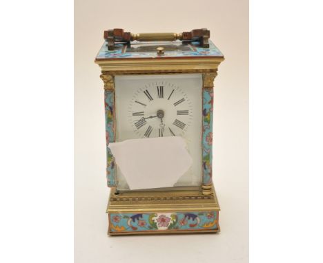 A quality Cloisonne enamel four glass carriage clock