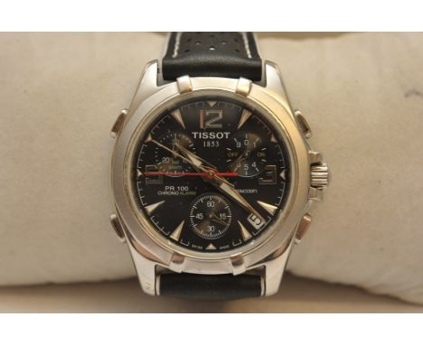 A working Tissot 1853 PR100 chronograph men's wrist watch in original box with paperwork 