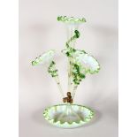 A GOOD LARGE VICTORIAN TABLE EPERGNE with four trumpet vases. 19ins high.
