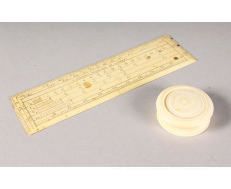 AN IVORY ARCHITECTS SCALE "J. ARCHBUTT, LAMBETH", plus a compass.