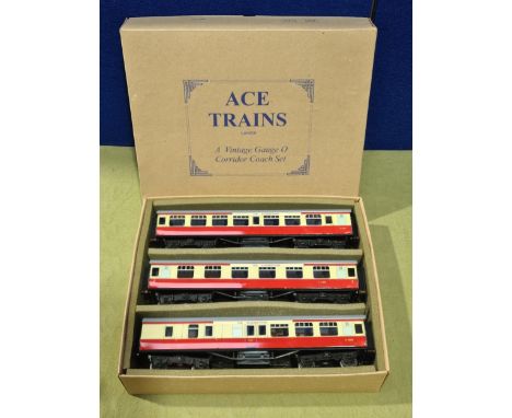 A boxed Ace Trains 0 gauge B.R. Corridor Coach Set in unused condition